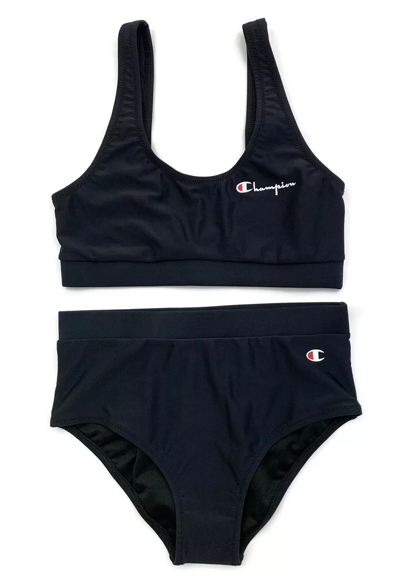 Champion Bikini Set - Script Logo Panel Top/High Waist Bottoms Black XS £60 | eBay