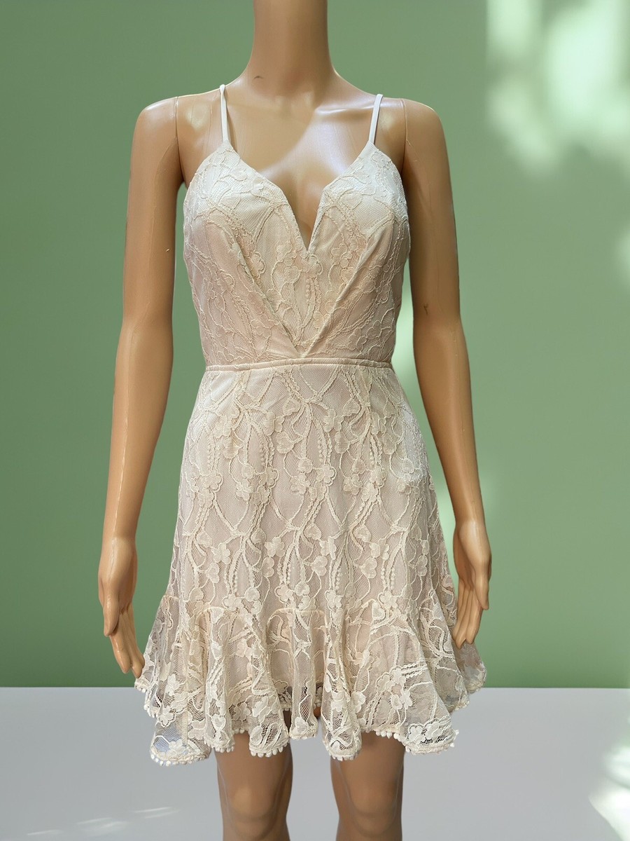 knee length dresses for ladies Women's Dresses Bless Strapless Organza Ruffle Mini Dress Cream L by Selfie Leslie