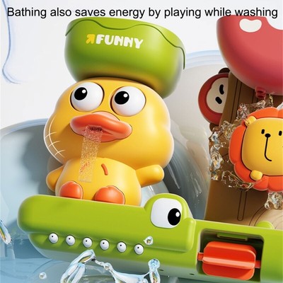 Rotating Eyes Duck and Lion Waterwheel Bath Toy for Toddler Bathtub Shower Toy