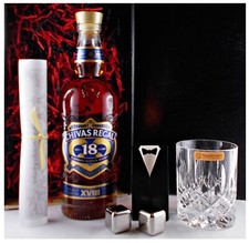 Chivas Regal 18 Jahre scotch blend Whisky + Whiskey Glas + 2 Kühlsteine Geschenk