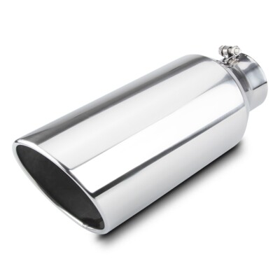 Inlet 4'' Outlet 7'' - 18'' Long Stainless Steel Rolled Edge Exhaust Tip Diesel