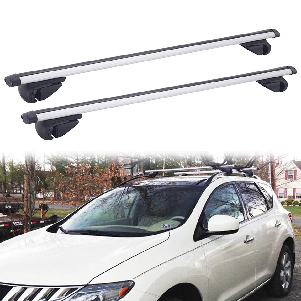 Barra transversal portaequipajes de techo para Nissan Murano 2003-2014 48" plateado Foto 3 de 4