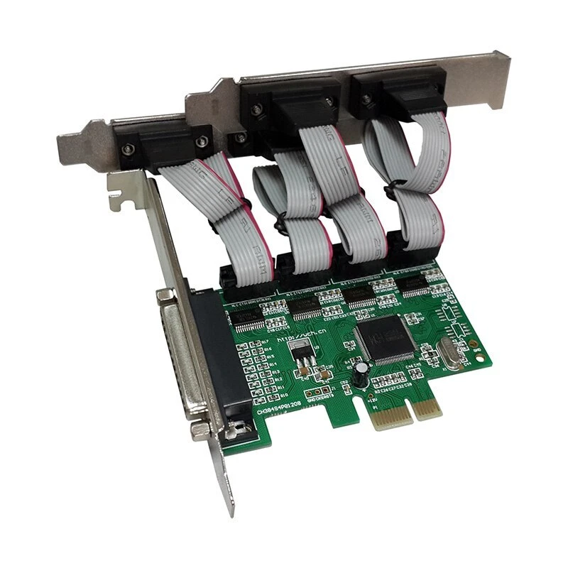 4 Port Serial RS-232 Ports & DB-25 Parallel Printer PCIe X1 Controller Card - Image 2 of 4