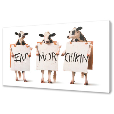Funny Cows Eat Mor Chikin Modern Canvas Print Picture Wall Art
