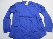 NWT Harriton Womens Size M Casual Shirt Royal Blue 100% Cotton Long Sleeve