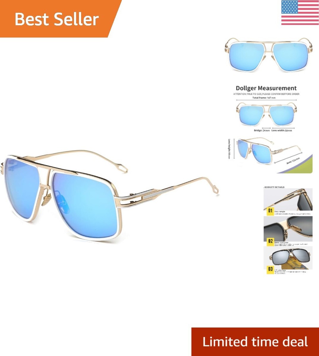 Exclusive Gold Frame Retro Sunglasses: Stylish Design, Certified Exclusive Gold Frame Retro Sunglasses: Stylish Design, Certified