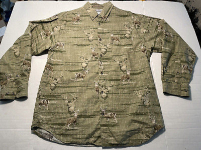Columbia Brand All Over Print Deer Logo Long Sleeve Shirt Men's Medium
