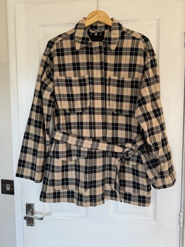 MONKI Womens Beige Check Jacket Size S - Shacket