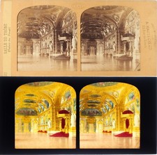 FRANCE Paris Palais du Sénat Salle du Trône, Photo Stereo Diorama ca 1860