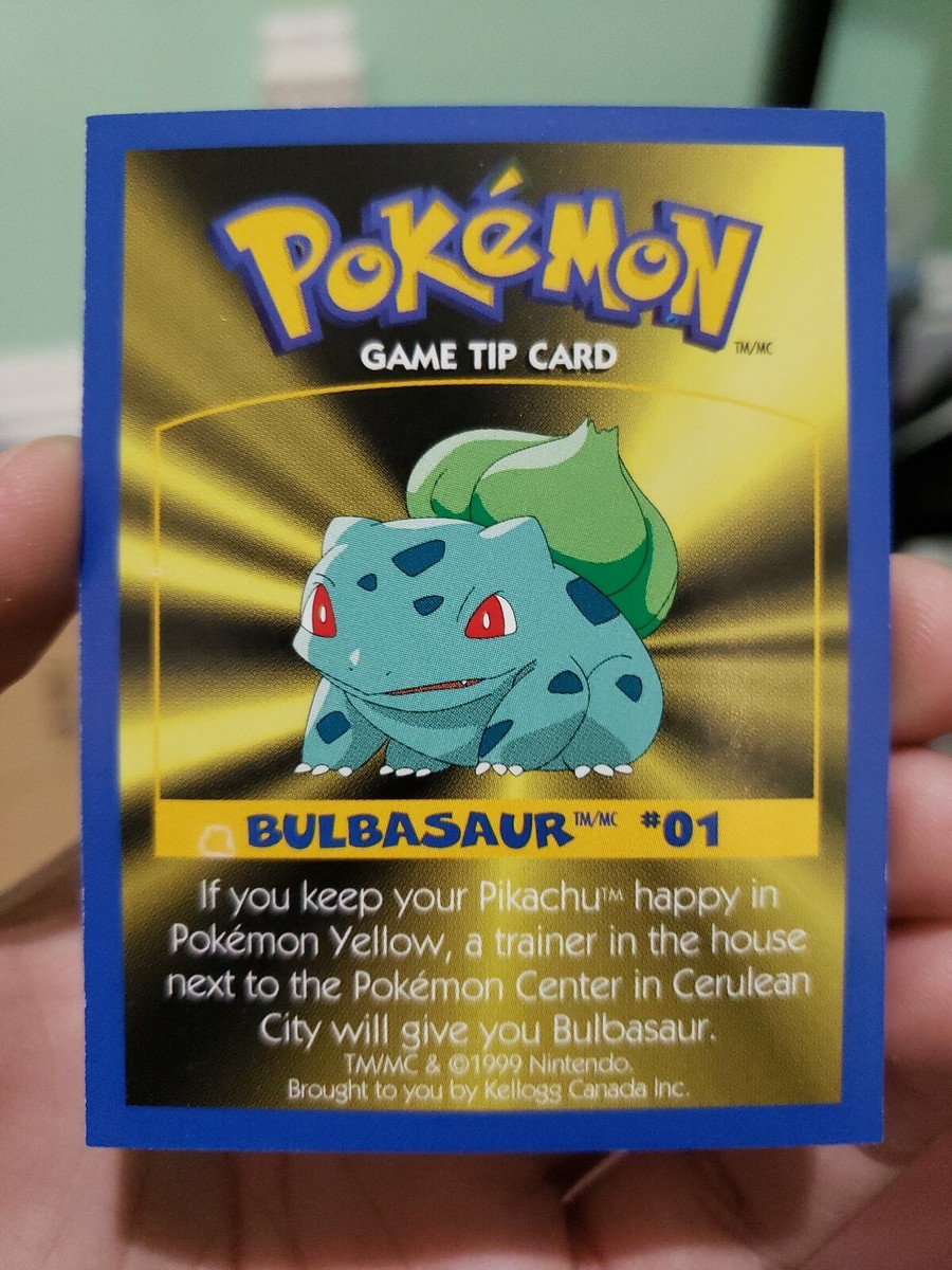 Pokemon: BULBASAUR #01 [Game Tip Card] [Kellogg's Canada Cereal Promo  (1999)] NM