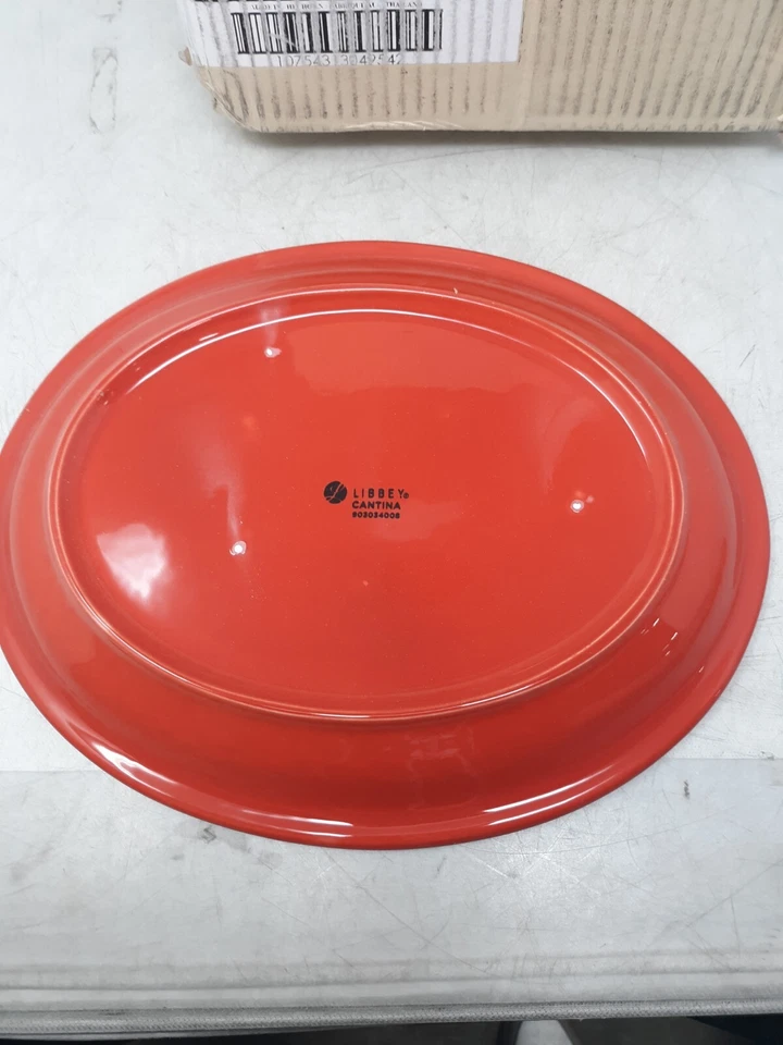 Libbey Cantina Cayenne Carved 10.25" Dinner Plates Set of 12 Red Stoneware 90303 - Image 3 of 4