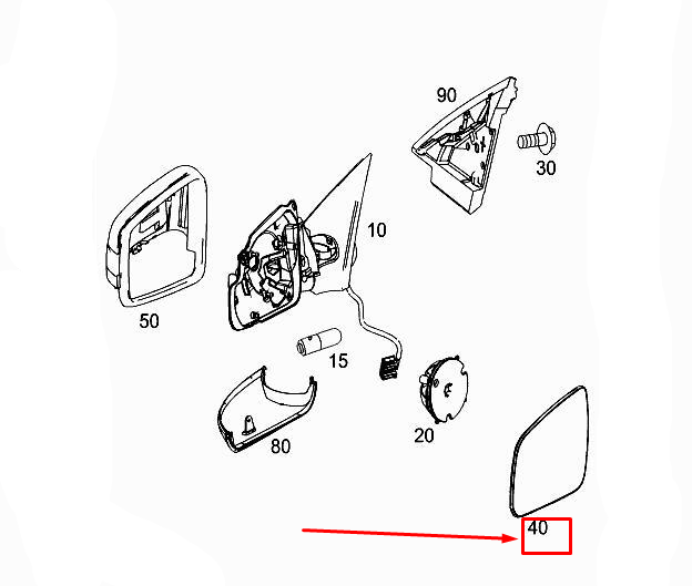MERCEDES-BENZ R W251 Front Left Door Mirror Glass A2518101119