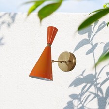 1950's Mid Century Handmade Brass Italian Diabolo Wall Sconce Light Fixture