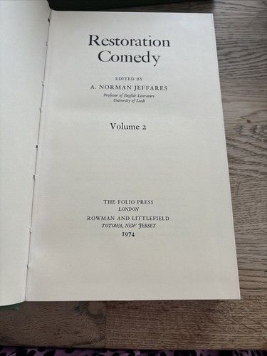 Restoration Comedy 4 Volumes Folio Box Set - A Norman Jeffares 1974 - Picture 15 of 24