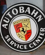 Autobahn  Pure Porcelain Enamel Heavy Metal Sign 30  Inches Double Side