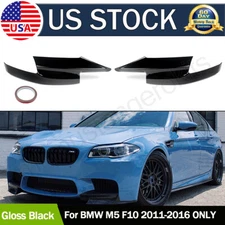 Pair Gloss Black Front Bumper Chin Lip Guard Splitter For 2011-2016 BMW F10 M5