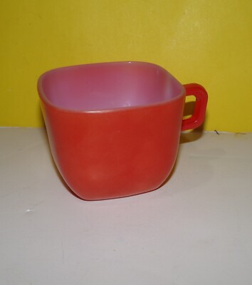 Red vintage Arcopal France Opale Small Square soup cup
