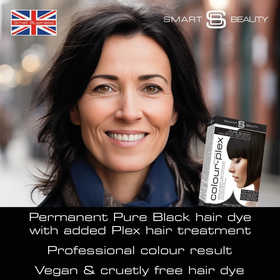 Smart Beauty Plex Pure Black Hair Dye Permanent. Vegan & Cruelty-Free Foto 2 de 4