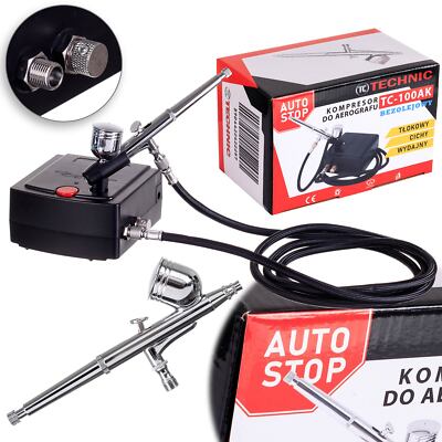 Mini Airbrush Kompressor Komplett mit Airbrush 0,3 Double Action AUTO START/STOP