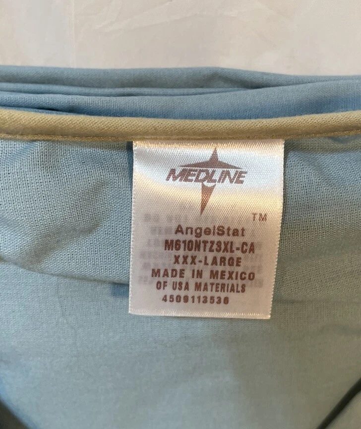 NEW!! 3XL AngelStat Reversible V-Neck Scrub TOP + BOTTOM Medline - MISTY Green - - Image 3 of 4