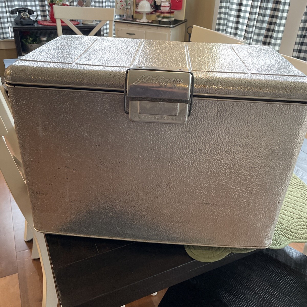 Vtg 1950s JC Higgins Aluminum Cooler Ice Chest w/ Bottle Opener +