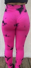 Ladies High Waist Yoga Pants Size Small Pink
