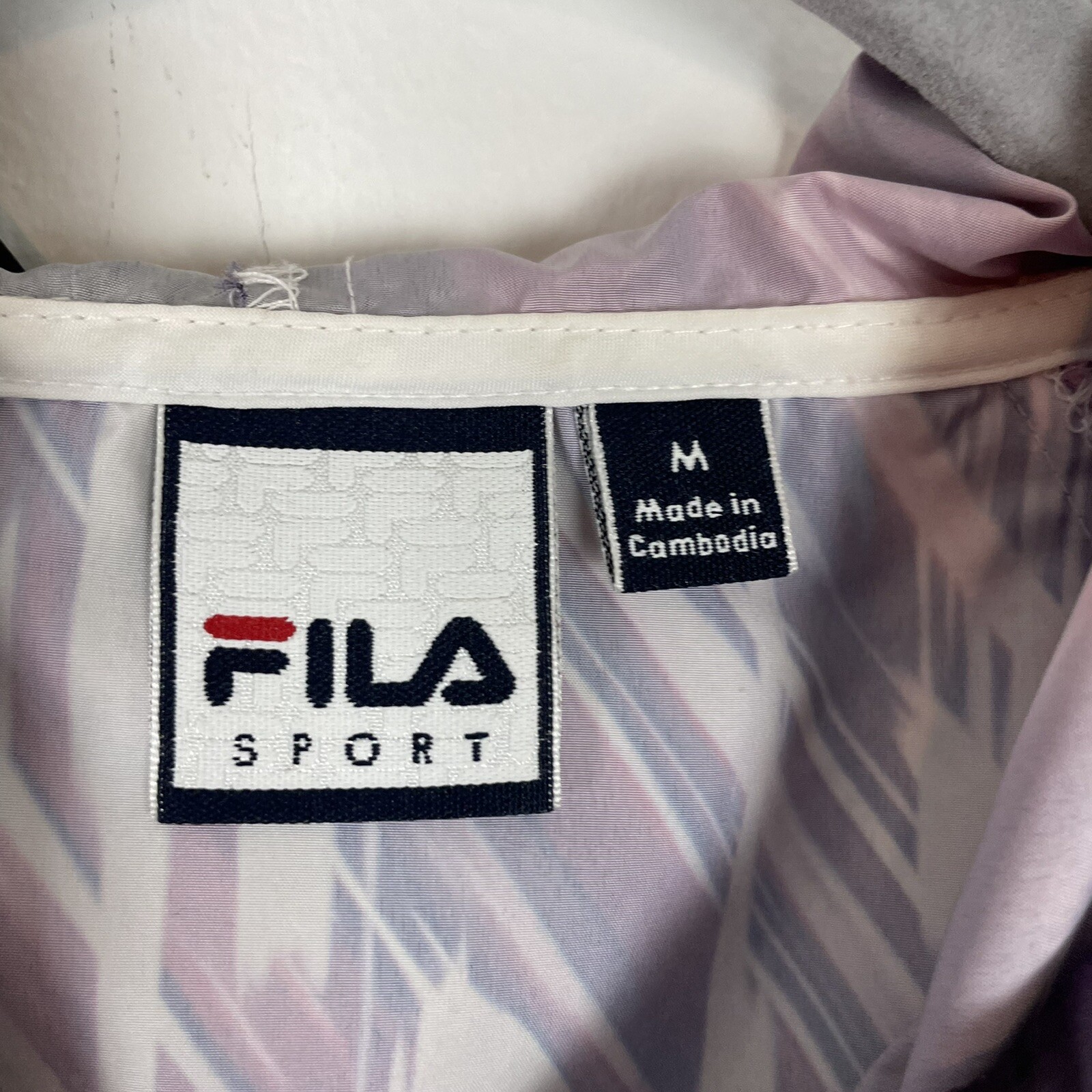 Giacca a vento Fila Sport full zip con cappuccio colorata viola donna taglia media