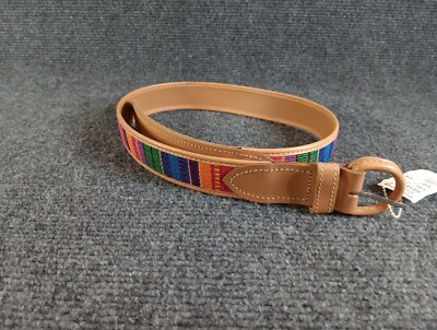 Vintage Handmade Guatemalan Woven Leather Colorful Southwestern Belt Sz Sm 30''