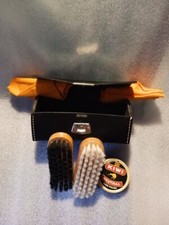 vintage shoe shine travel kit in leather case made in england