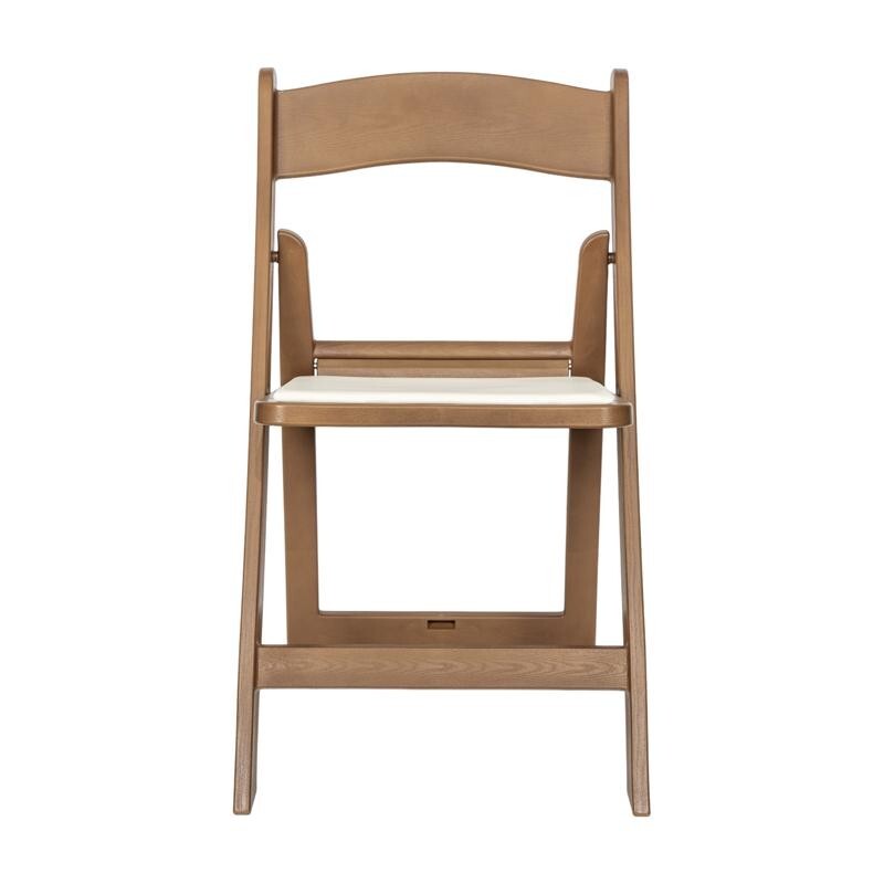 Commercial Grade Chestnut Wood Look Resin Folding Chair with Vinyl