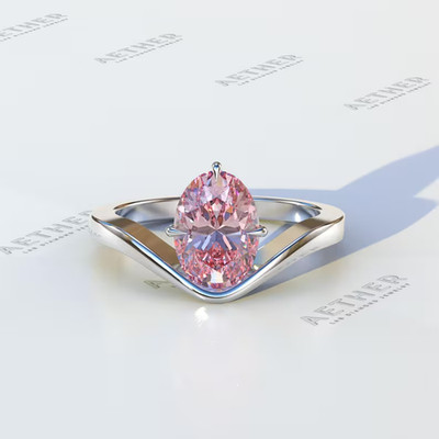 3.00CT Oval Cut Natural Pink Sapphire Gemstone  18K White gold Engagement Ring