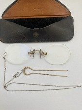 Antique Pinch Nose Spectacles Eyeglasses 12K GF Art Deco Hairpin Fits U Vintage