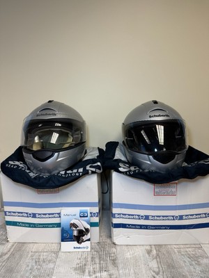 2 Schuberth C3 W Silver w/ BMW Intercom System - Size 55-S-6 7/8 & 57-M-7 1/8