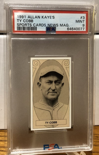 TY COBB - 1991 ALLAN KAYE'S SPORTS CARDS NEWS MAGAZINE #3  TIGERS PSA 9 MINT!