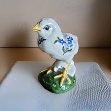 Vintage PLICHTA London Hand-painted Chick / Chicken Blue & Yellow flowers 