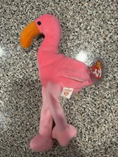 Ty Beanie Babies Pinky The Flamingo Plush Toy 1995 Edition with Tag Protector