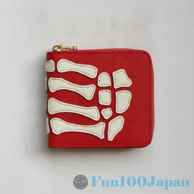 KAPITAL  THUMBS UP BONE HAND Round Zip WALLET RED 11㎝ × 8.5㎝