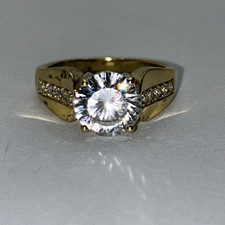 Beautiful PAJ Cubic Zirconia Gold Over Sterling Silver Ring Size 7, 925