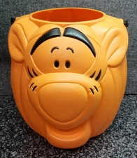 Disney Tigger Pumpkin JOL Halloween Candy Container Pail Bucket Blow Mold 8" Tal