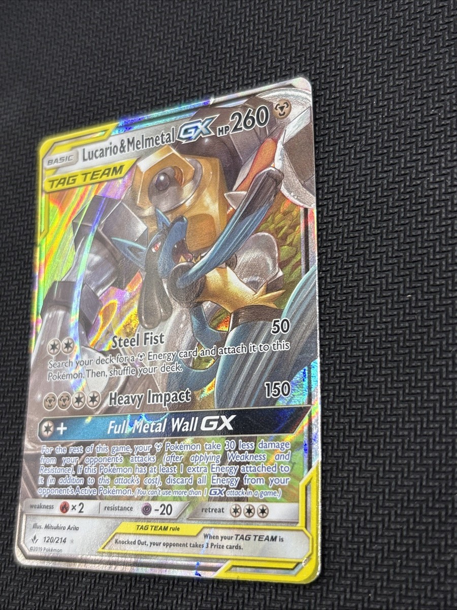 Pokemon Lucario and Melmetal GX SM Unbroken Bonds Card 120/214 LP