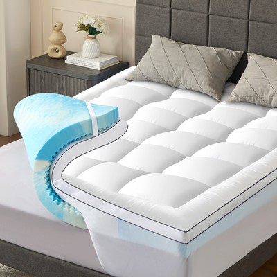 NicePlus 2-in-1 Gel-Memory-Schaum Topper 10cm mit Kissenauflage, atmungsaktiv