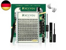 KEYYOU Lash Extension Set 144pcs 8-16MIX Natürliche wispige Cluster-Wimpern 