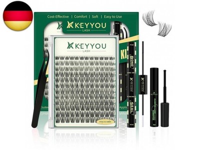 KEYYOU Lash Extension Set 144pcs 8-16MIX Natürliche wispige Cluster-Wimpern 