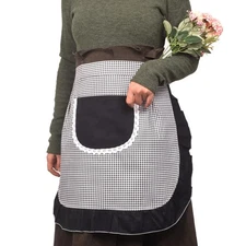 Cotton Classic Check Waist Apron Kitchen Cooking Restaurant Bistro Half Apron...