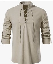 Men  s Top For Pirate / Medieval / Viking Cosplay XL Long Sleeve Shirt New