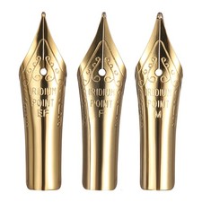 3 Pack 0.38/0.5/0.7 mm Line Width Fountain Pen Nib Replacement, Gold EF/F/M Tip