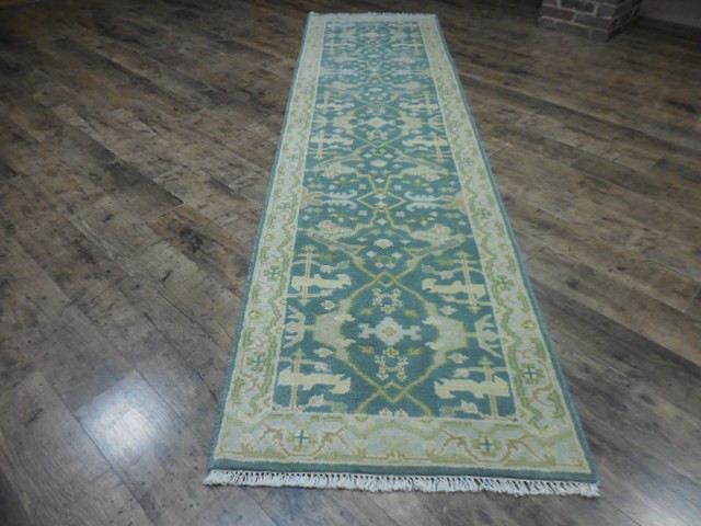 Turkish Oushak Rug, Modern Multicolored Handmade Bohemian Rug 2.7x10 Ft
