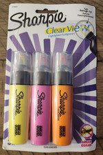 Sharpie 3pk Clearview Highlighter Markers Pens Set Fluorescent Smear Guard New