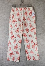 Old Navy Vintage Look Santa Flannel Pajama Pants Mens M White Red Pockets NWT