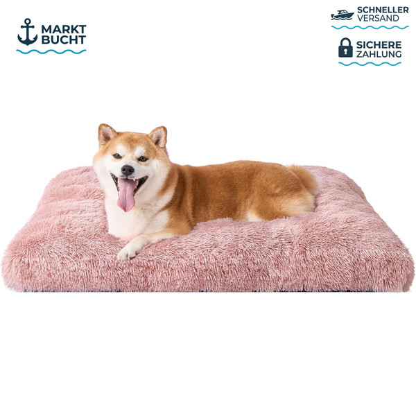 Hundebett Flauschig Waschbar 90X60Cm Rosa FüR MittelgroßE Hunde-image